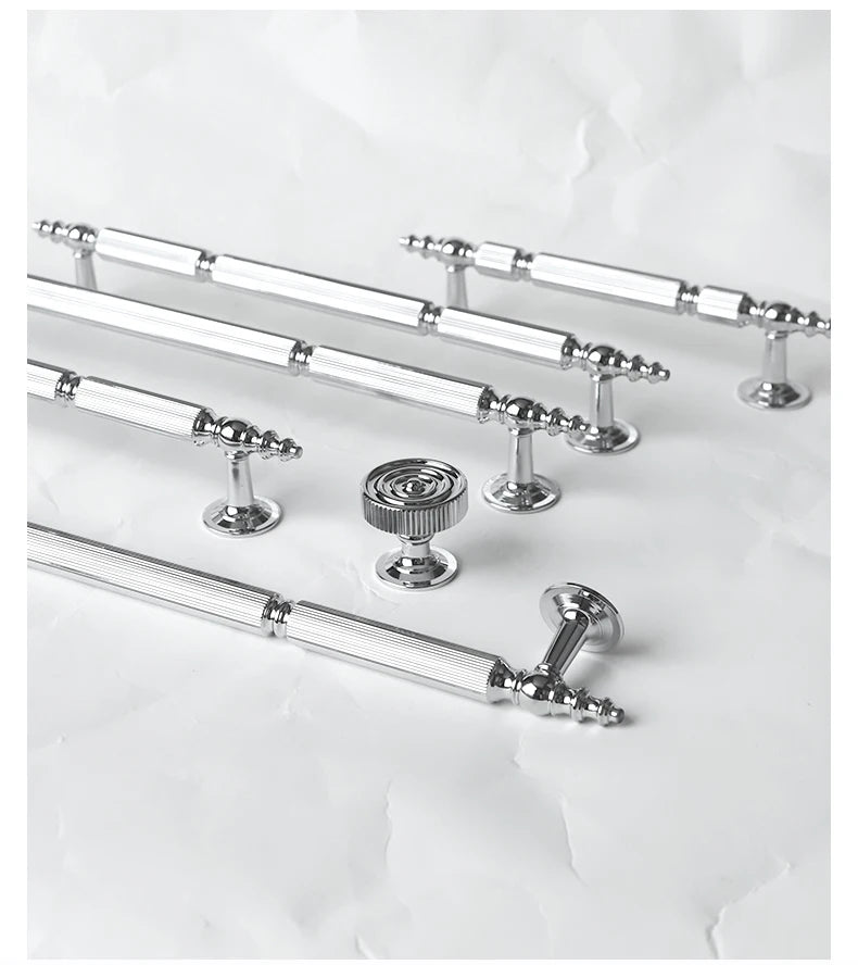 Stylish Vertical Texture Brass Handles – Chrome Pulls for Furniture