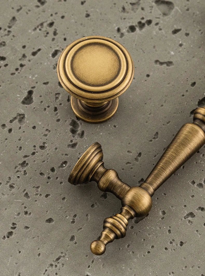 Vintage Bronze Brass T-Bar Pull with Vertical Lines