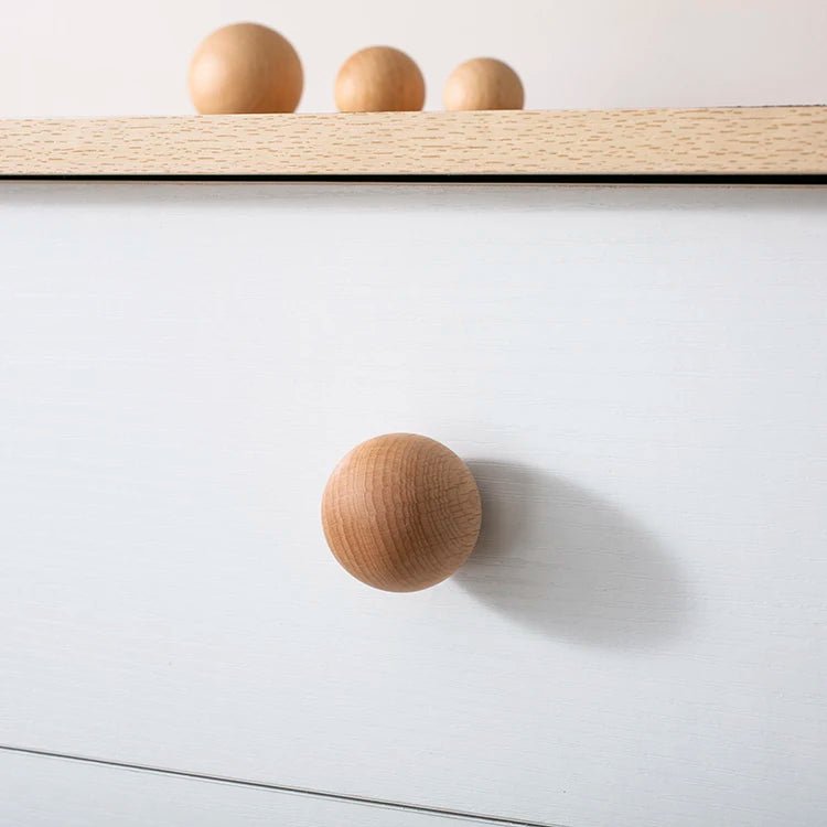 Sleek Wooden Ball Knob Drawer Pull – Natural Walnut, Ash, Beech Design