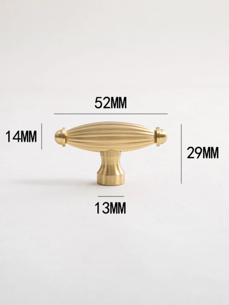 Brass Ribbed T-Bar Handle - Vintage Cabinet Pull
