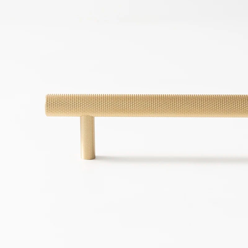 Knurled Brass T-Bar Handle in Gold, Black, Satin Nickel