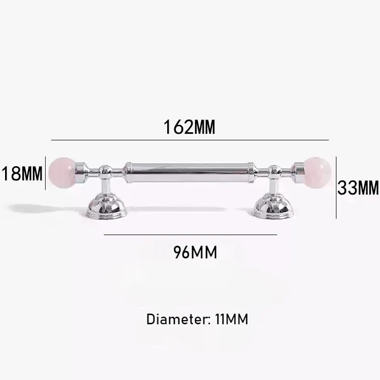 Shiny Crystal Handle – Pink Gem on Brass Bar  