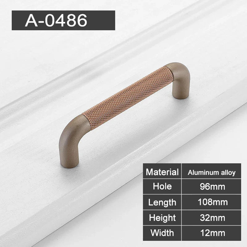 Textured Aluminum Cabinet Handles in Gray & Brown Finish