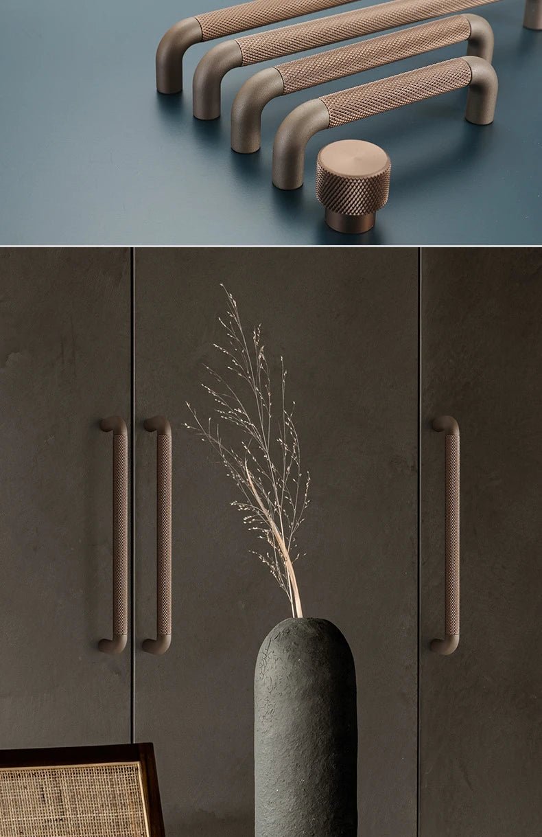 Elegant Gray & Brown Aluminum Handles for Cabinets