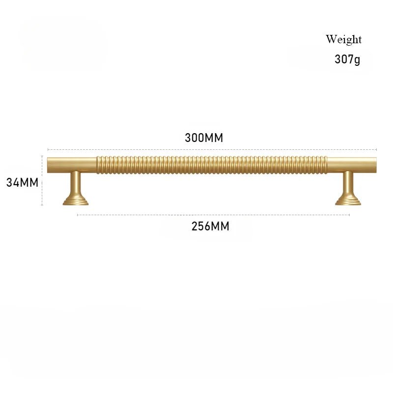Textured Brass Pull - Sleek Modern T-Bar Handle  