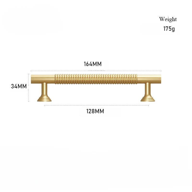 Textured T-Bar Pull - Brass Cabinet Handle  