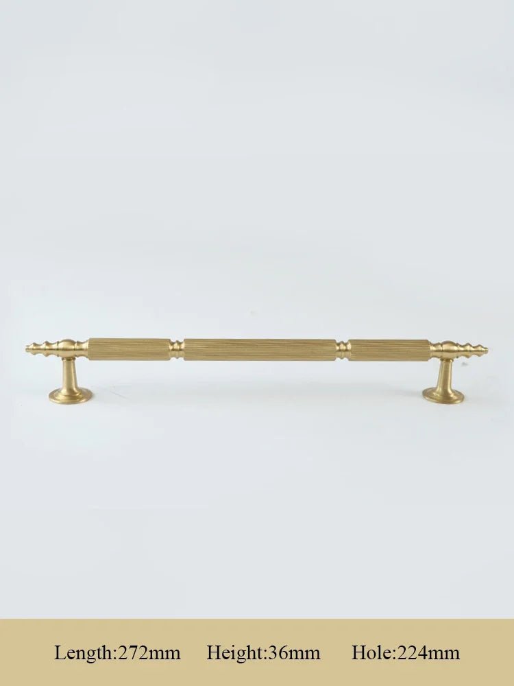 Textured Brass Handles – Vertical Grain Pulls for Elegant Cabinet Design