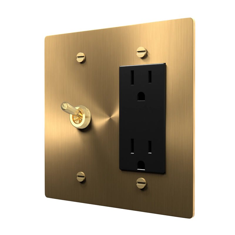 Brass Toggle Plate - Retro Outlet Switch Cover