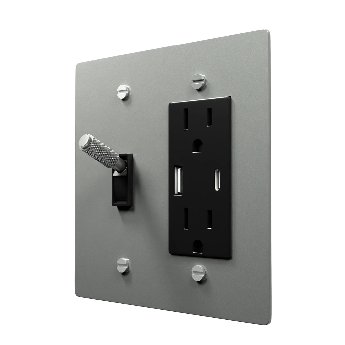 Retro Style Brass Faceplate - Toggle & Outlet