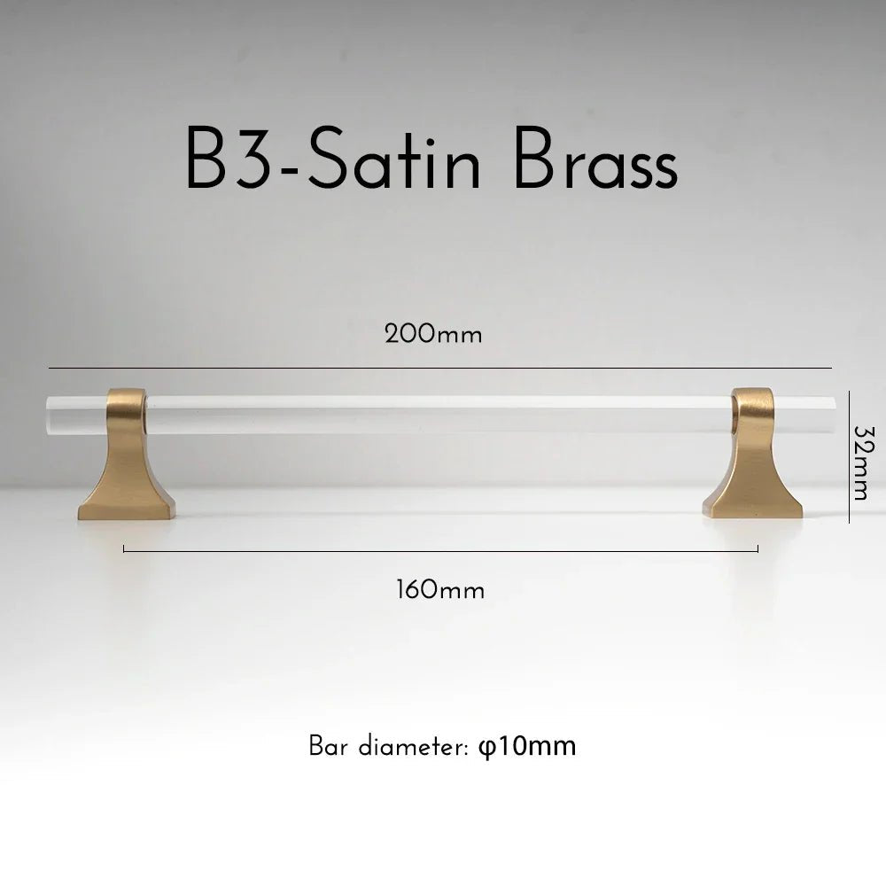 Minimal Acrylic Handle - Transparent Brass Pull