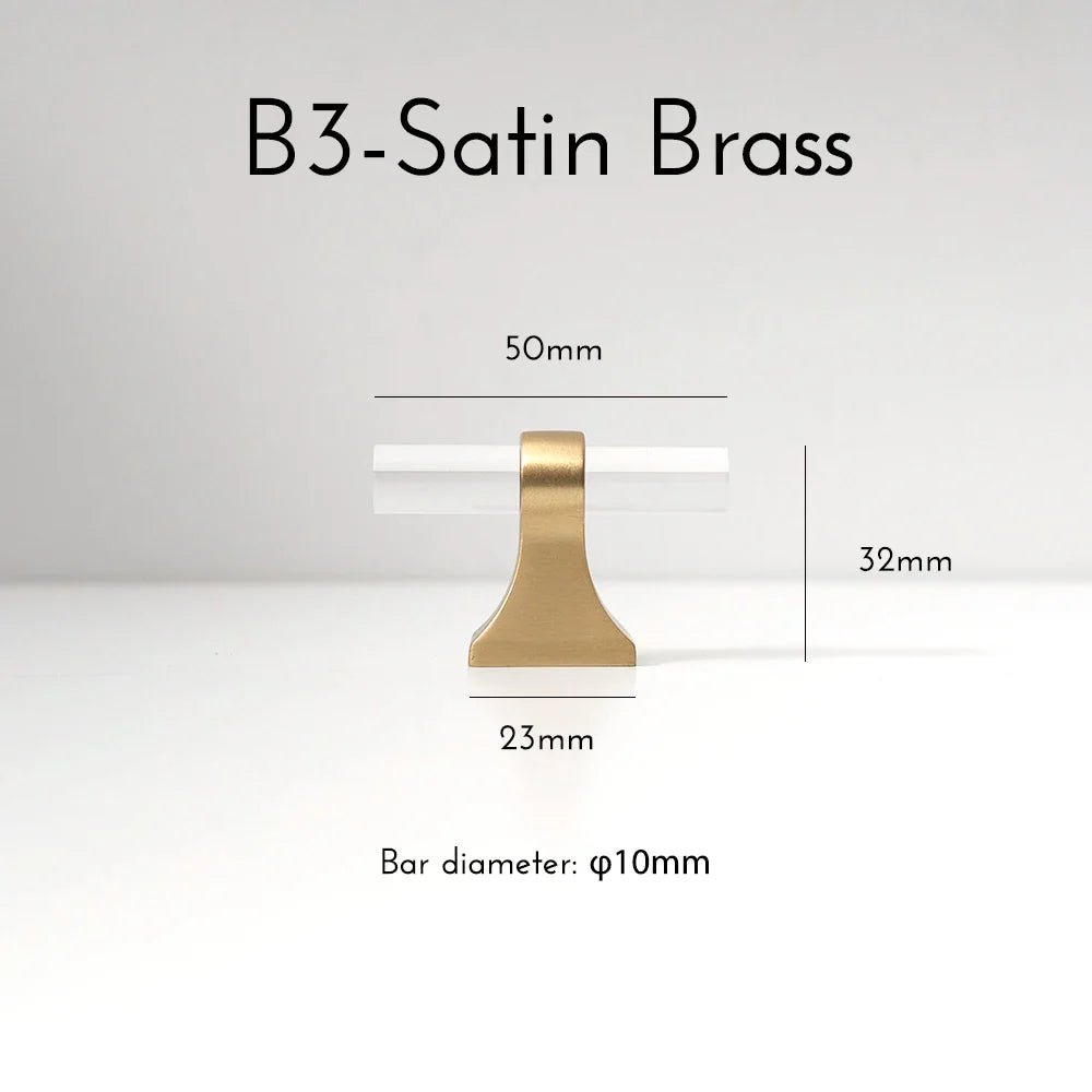 Elegant Acrylic Cabinet Pull - Brass Support