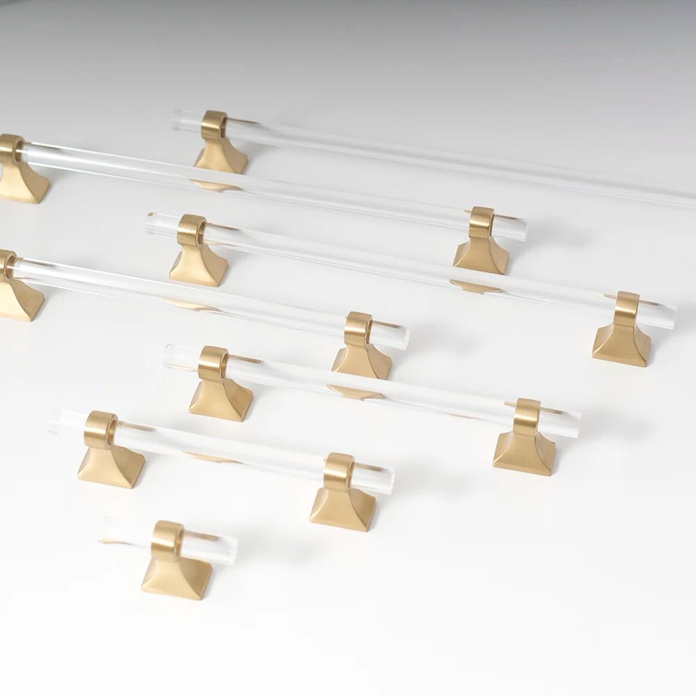 Acrylic Cabinet Handle - Transparent Brass Base