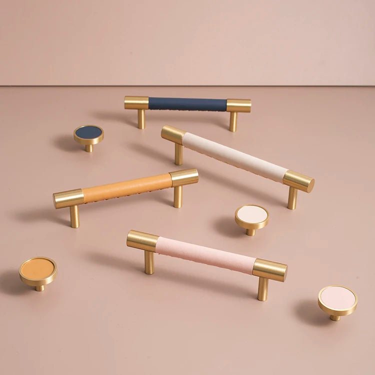 Durable Handmade Leather & Brass Pulls for Drawers