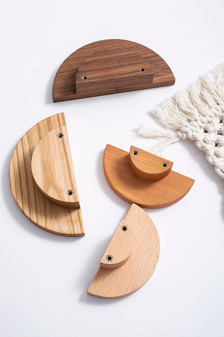 Sleek Semicircle Wooden Knobs for Cabinets – Walnut & Ash Design