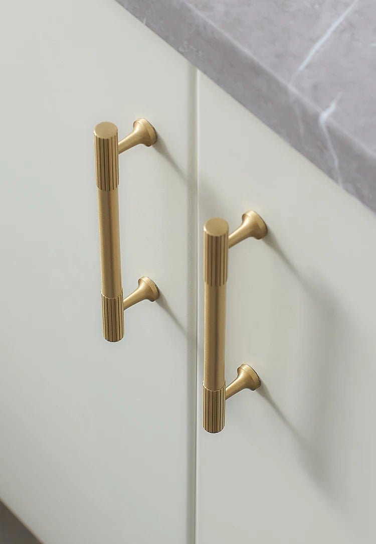 Elegant Vertical Line Brass Handles for Contemporary Cabinets