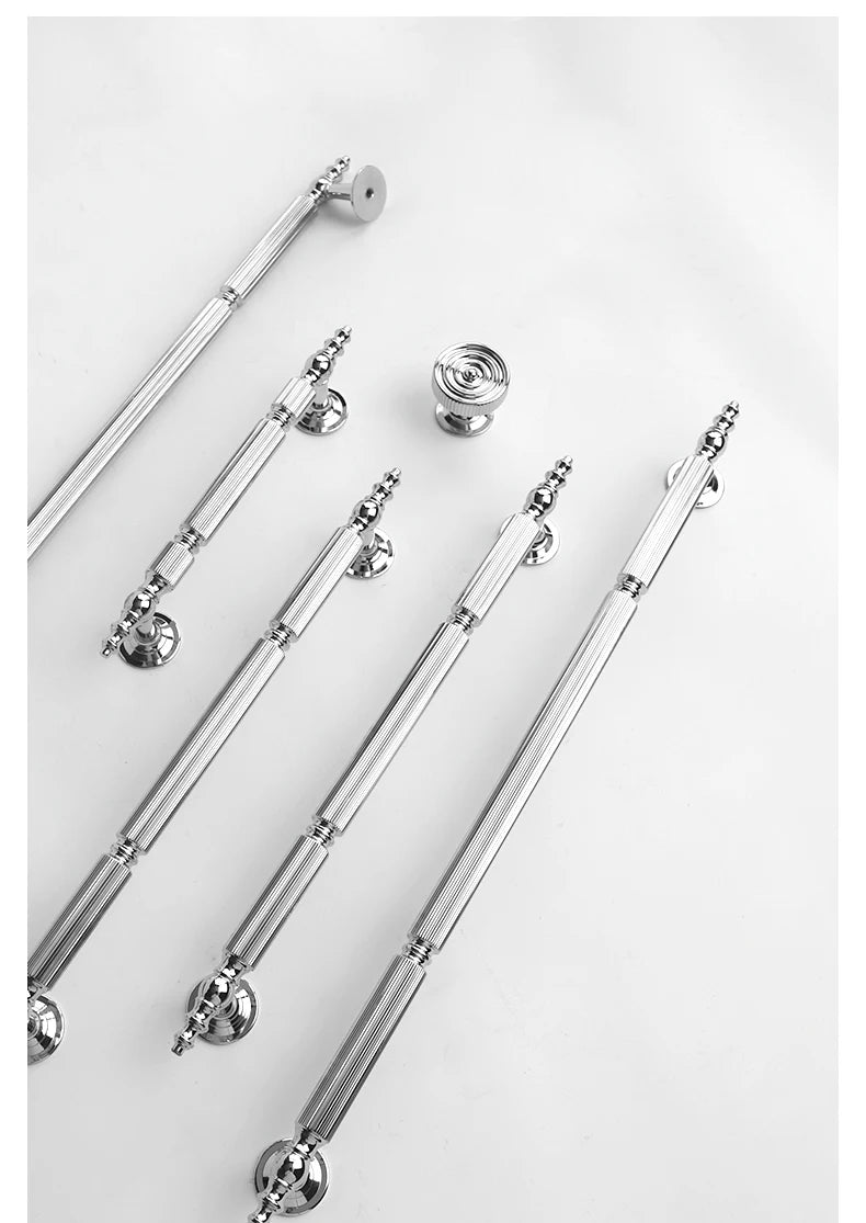 Sleek Vertical Texture Brass Handles – Chrome Pulls for Cabinets