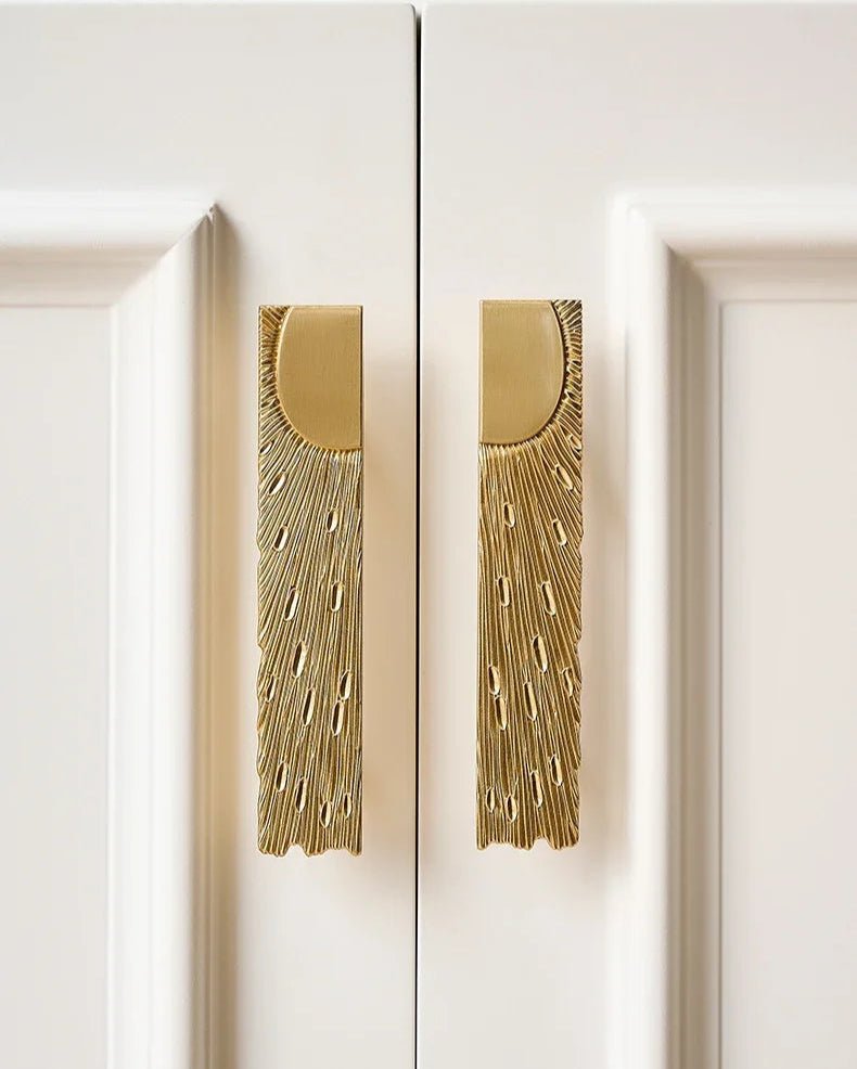 Textured Brass Handle - Art Deco Cabinet Pull
