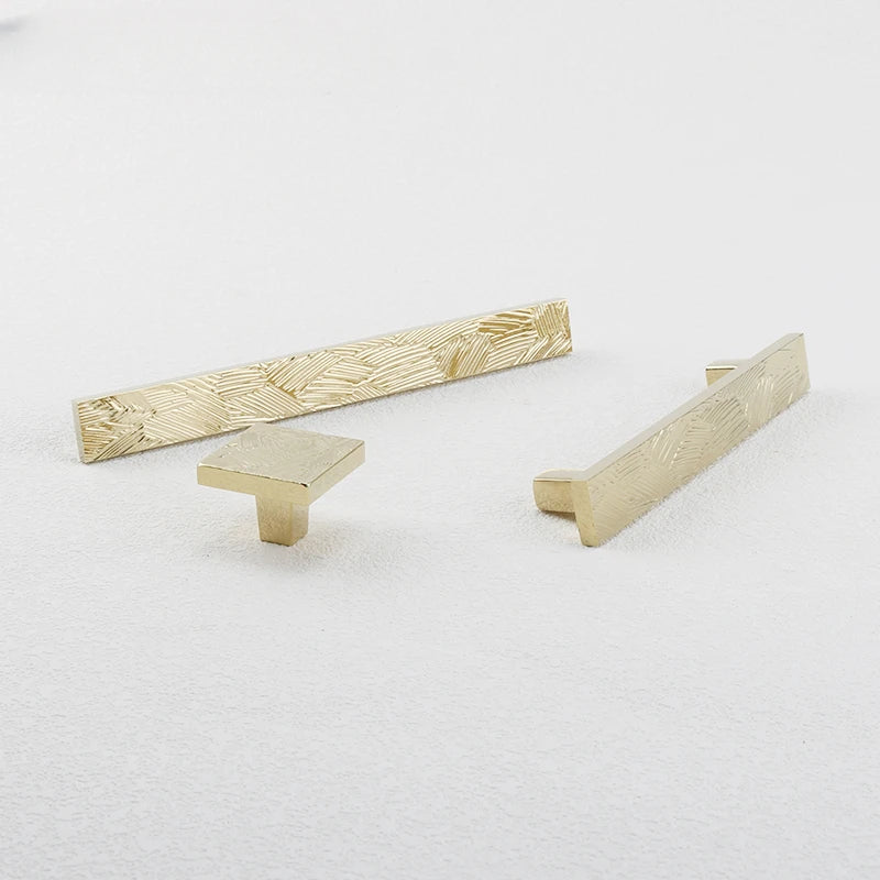 Vintage Brass Cabinet Pull – Vertical Pattern Design
