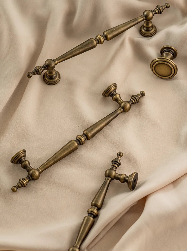 European Vintage Bronze Brass T-Bar Drawer Knob