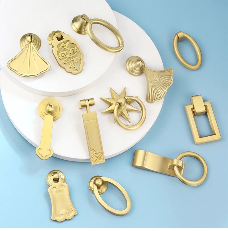 Gold Drawer Pull – Round Solid Brass Cabinet Knob  