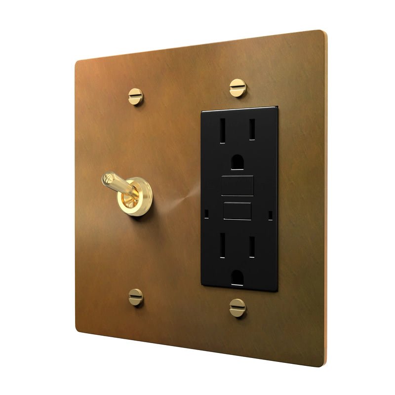 Brass Outlet Cover - Retro Toggle Switch Plate