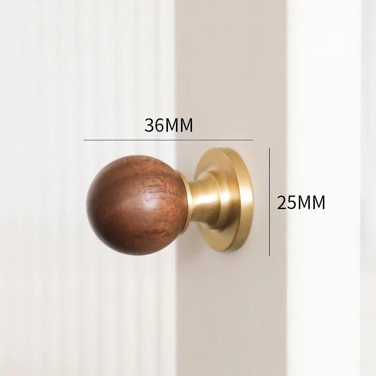 Durable Walnut & Brass Cabinet Knobs – Modern Wooden Pull Handles