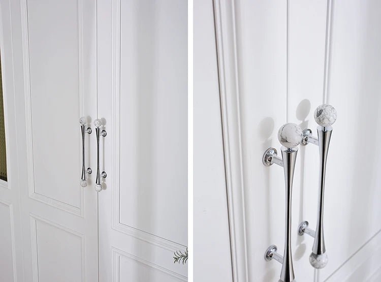 Elegant White Crystal Brass Knobs – Luxury Pull Handles for Drawers