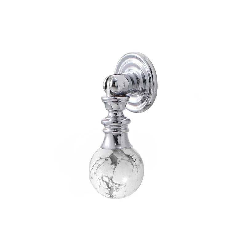 Marble and Brass Pull - White Cabinet Knob