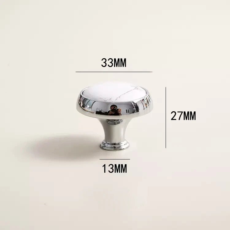 White Marble Chrome Pull - Sleek Cabinet Handle