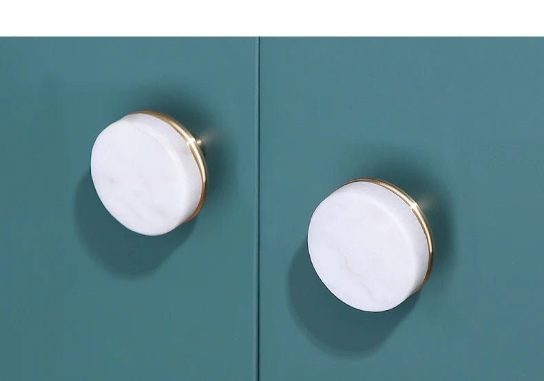 Carrara Marble & Brass Knob – Luxury Drawer Pull