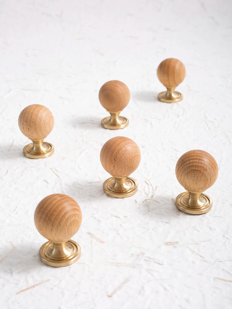 Wood & Brass Drawer Knob – Scandinavian Style